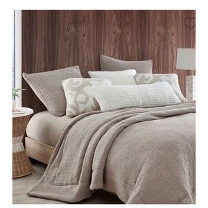 Sunday Citizen Snug Comforter‎ King Taupe Textured Bedding A03020680 NEW